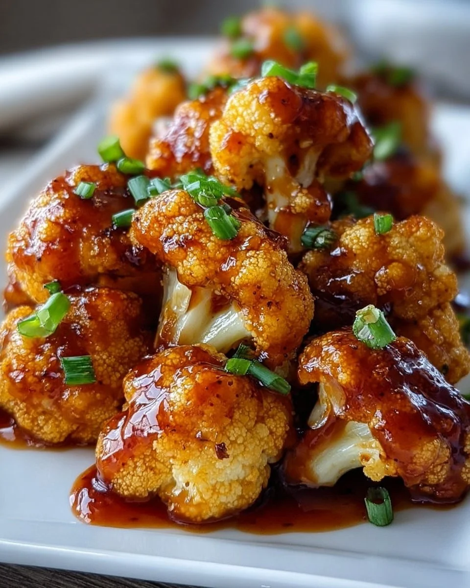 Maple Sriracha Cauliflower dish garnished with herbs and spices