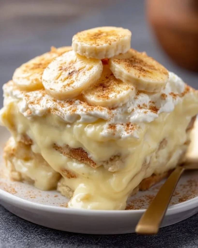 Delicious old-fashioned homemade banana pudding served in a glass dish