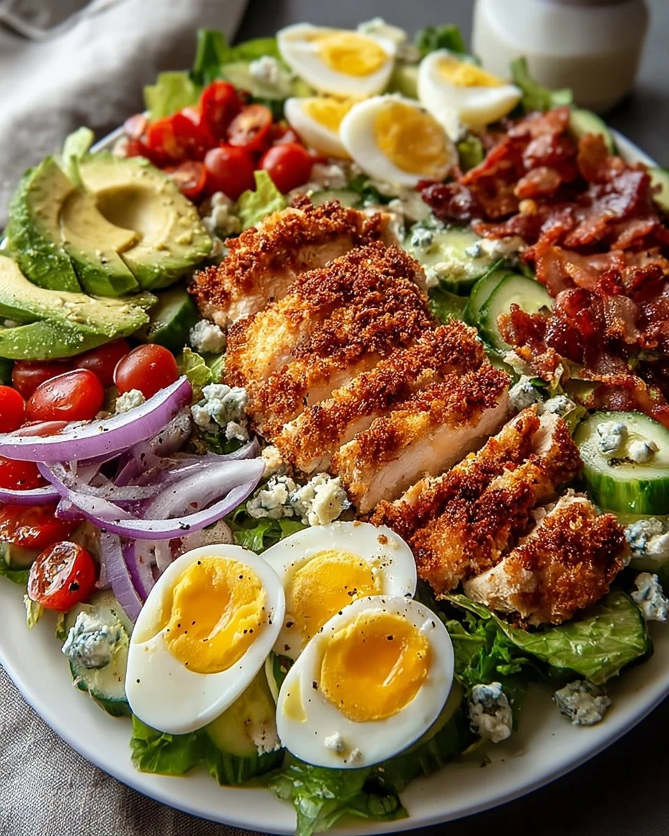 Delicious Parmesan Crusted Chicken Salad served in a bowl with fresh greens