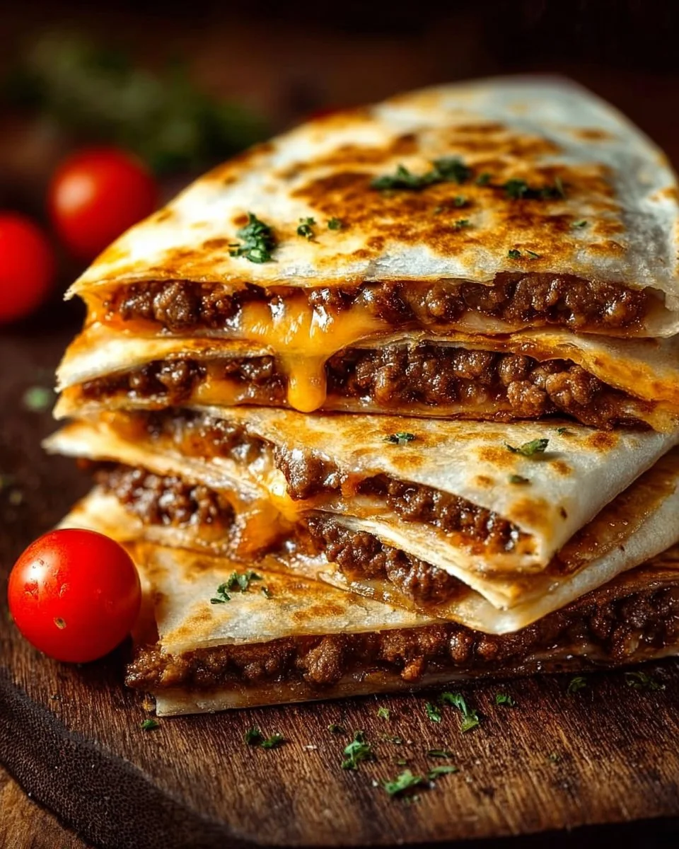 Delicious Smashburger Quesadillas served with toppings and sides