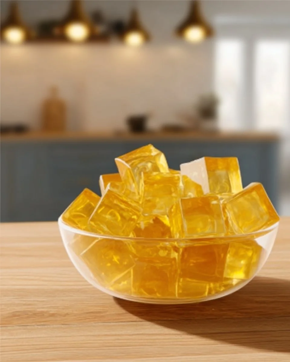 Viral gelatin trick recipe from 2025 demonstration with ingredients and steps.