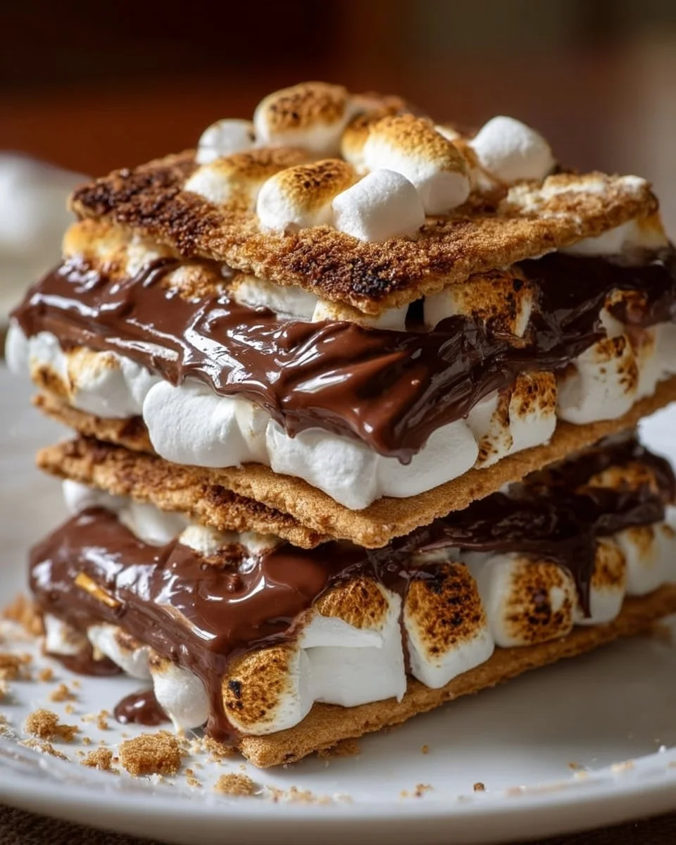 Delicious baked s'mores with melted chocolate and marshmallows