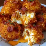 Buffalo Chicken Bacon Mozzarella Bombs served on a game day platter.