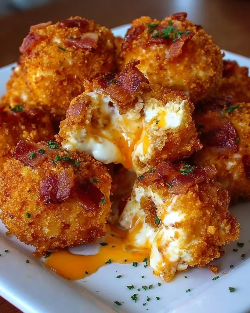 Buffalo Chicken Bacon Mozzarella Bombs served on a game day platter.