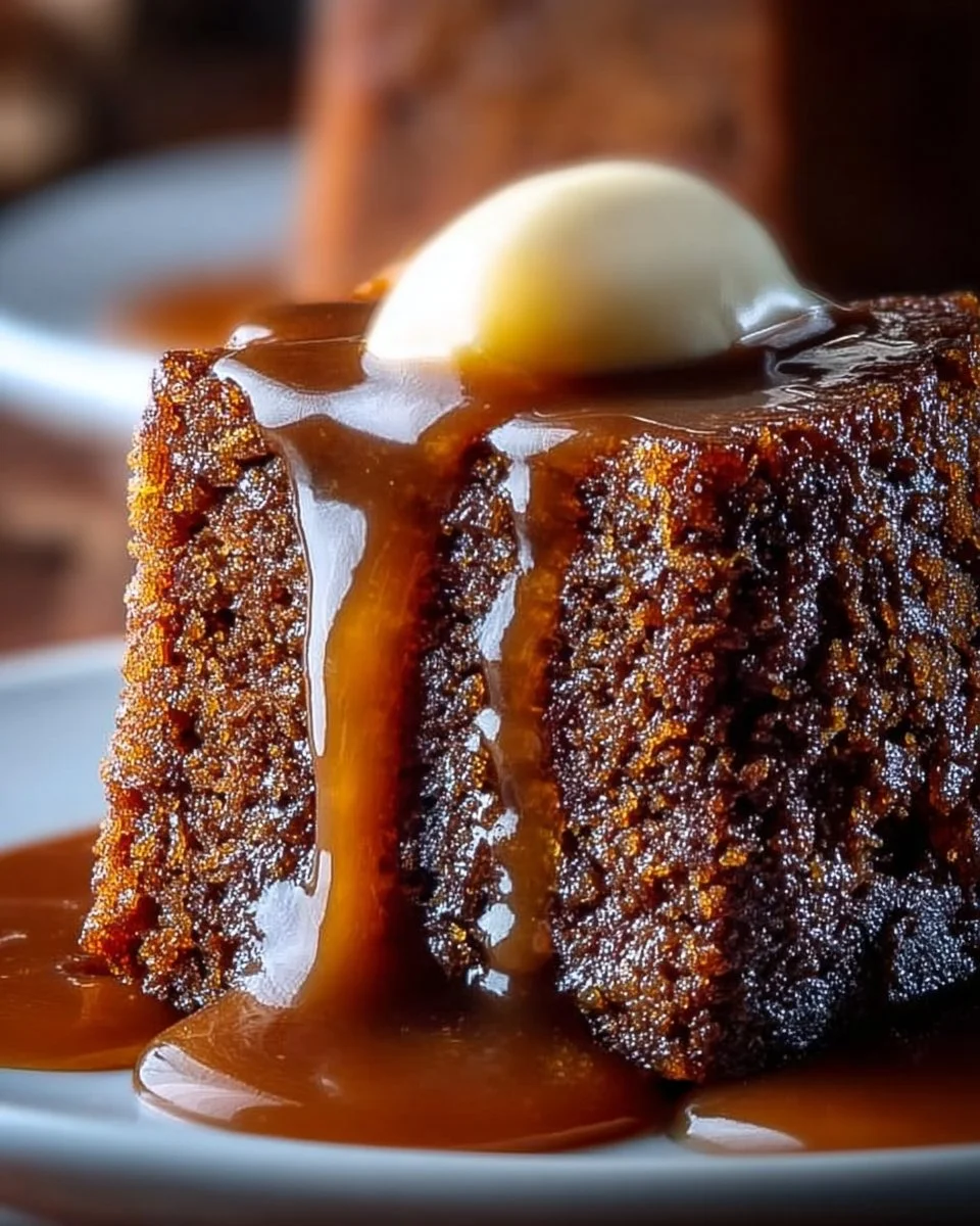 Delicious classic sticky toffee pudding served with rich toffee sauce