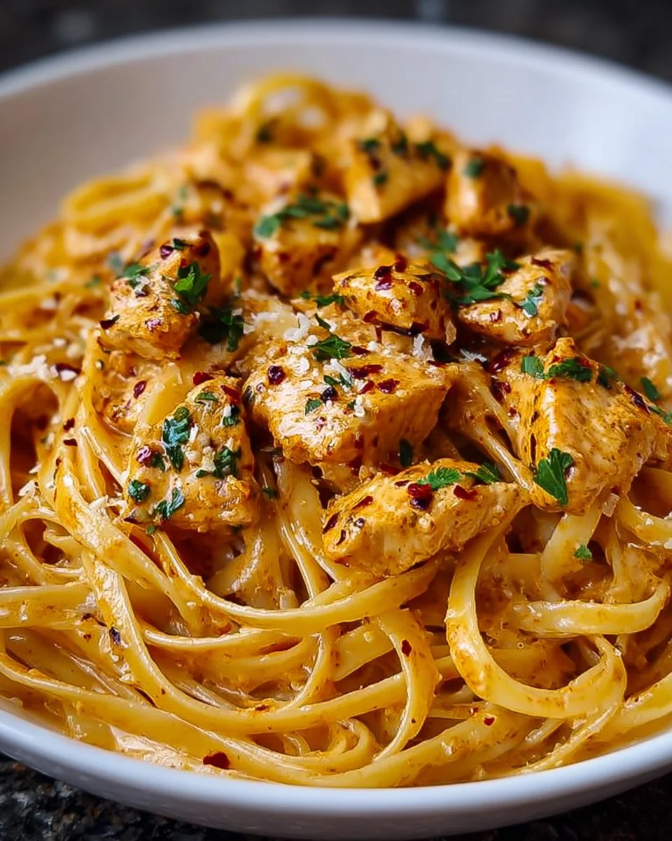 Delicious Cowboy Butter Chicken Linguine with creamy butter chicken sauce