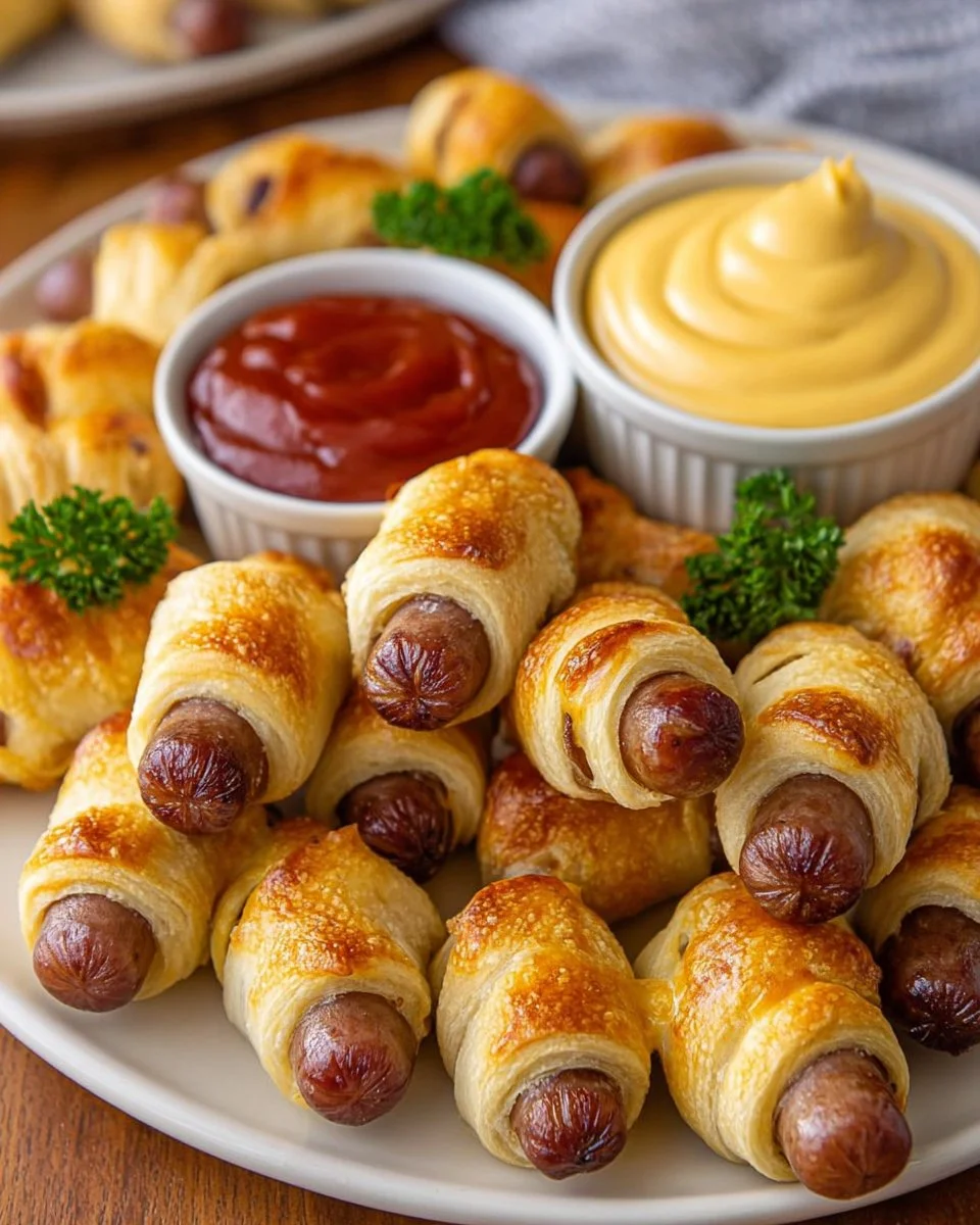 Delicious beef pigs in a blanket served as game day snacks