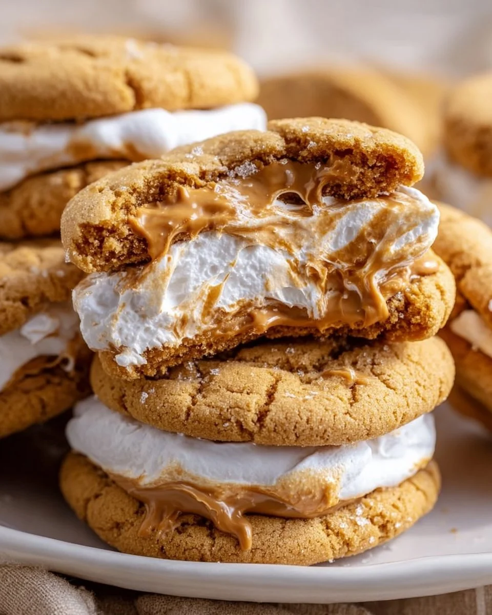 Delicious homemade Fluffernutter Cookies with peanut butter and marshmallow fluff.