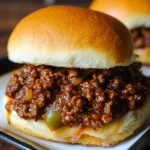 Gordon Ramsay-inspired sloppy joes served on a bun with toppings.