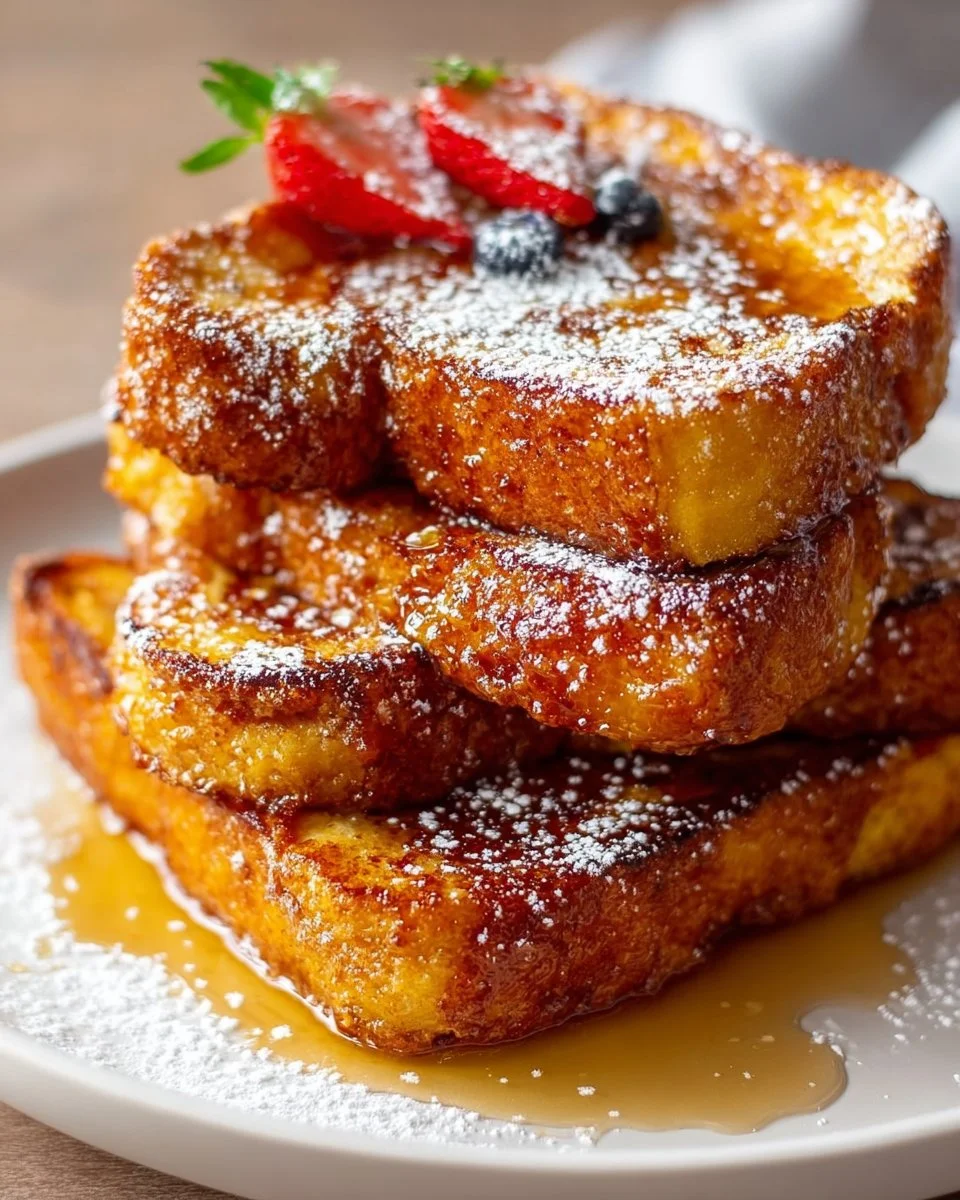 Delicious Irish Soda Bread French Toast topped with syrup and berries