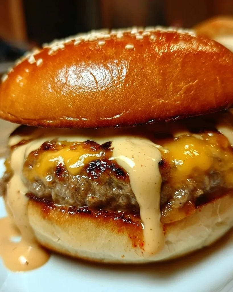 Delicious smash burger sauce enhancing a juicy burger