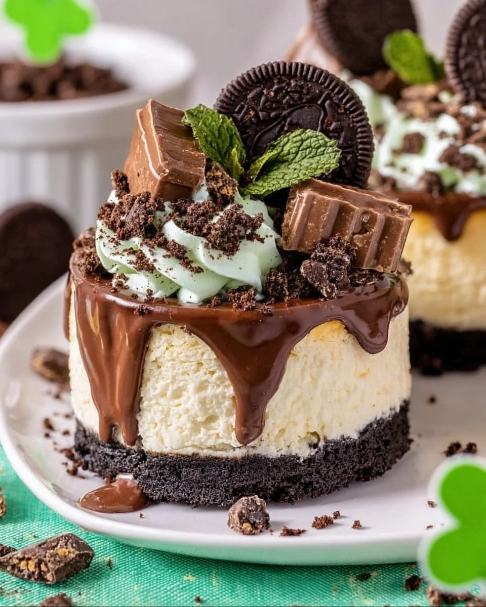 Delicious mint chocolate cheesecake with a rich chocolate crust and mint topping
