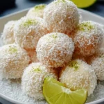 Delicious no-bake margarita balls ready to serve at a party.