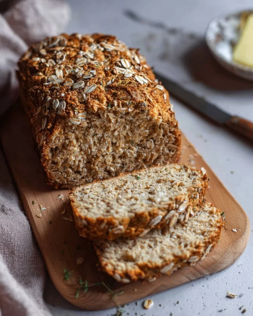 Homemade oatmeal bread with quark, protein-rich and easy to prepare.