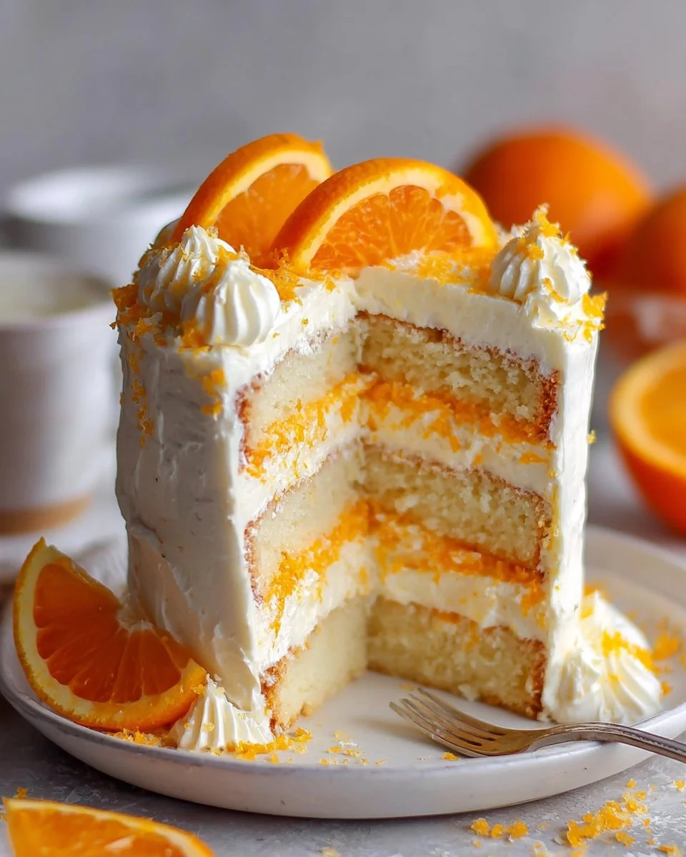 Delicious Orange Creamsicle Buttercream Frosting on a cake