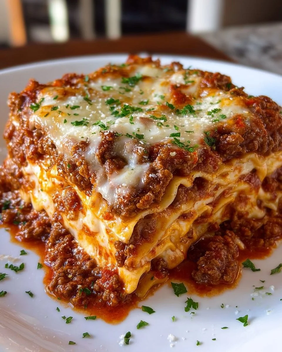 Delicious quick and easy lasagna ready to serve for holiday gatherings