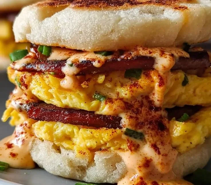 Spicy Chipotle Egg Breakfast Sandwich served on a toasted bun with fresh ingredients