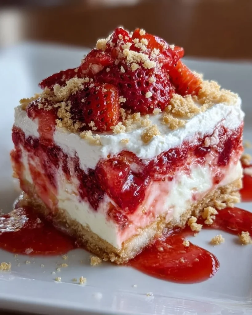 Delicious homemade strawberry crunch bars on a plate