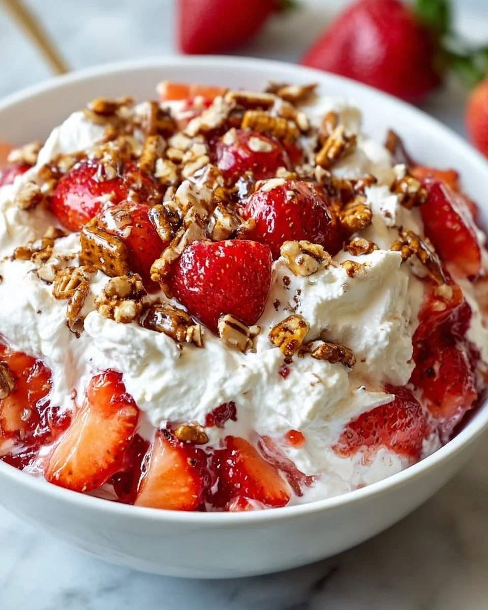 Delicious Strawberry Pretzel Crunch Salad in a bowl, colorful and inviting.