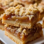 Sweet Apple Crisp Shortbread Bars with caramelized apples and crumbly topping