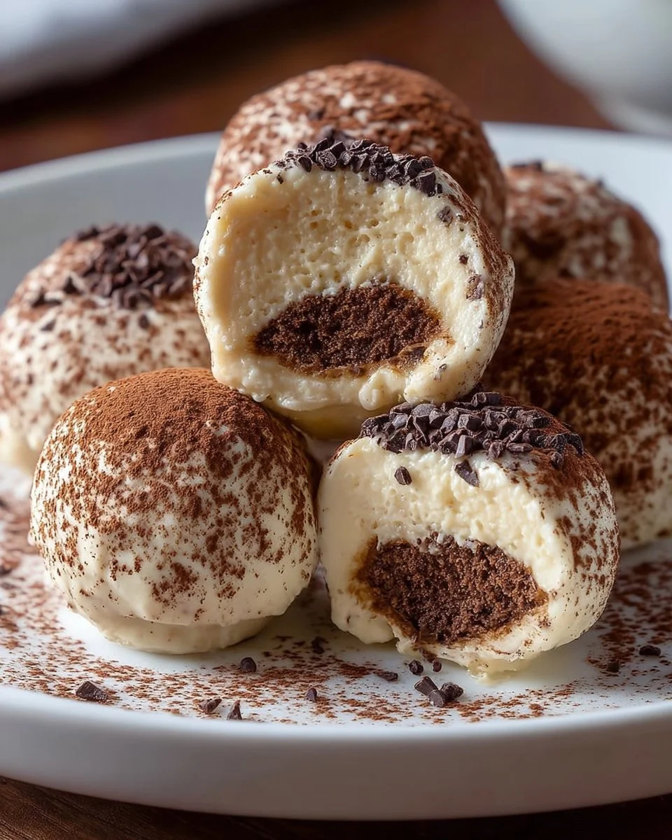 Delicious homemade tiramisu truffles with coffee and chocolate flavors