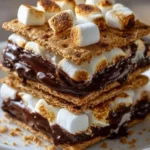 Delicious baked s'mores with chocolate, marshmallows, and graham crackers