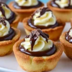 Boston Cream Pie Cookie Cups with chocolate topping and creamy filling