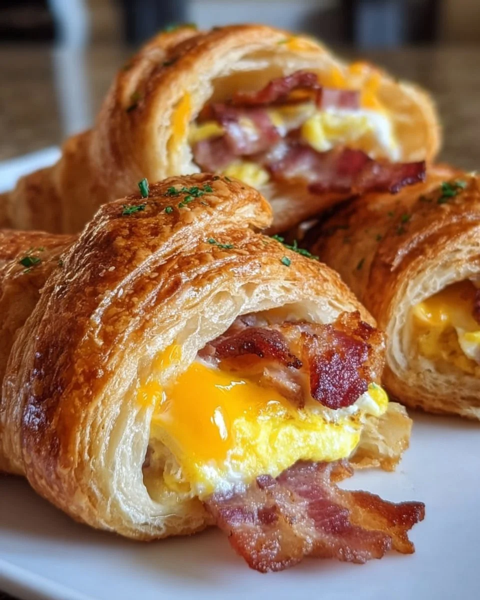 Delicious Breakfast Crescent Rolls filled with cheese and herbs