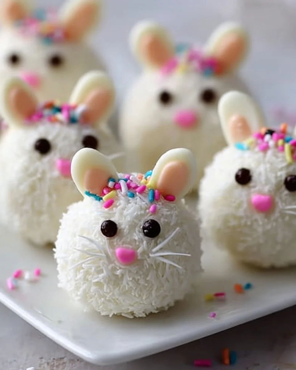 Cute Bunny Oreo Balls decorated for Easter celebrations