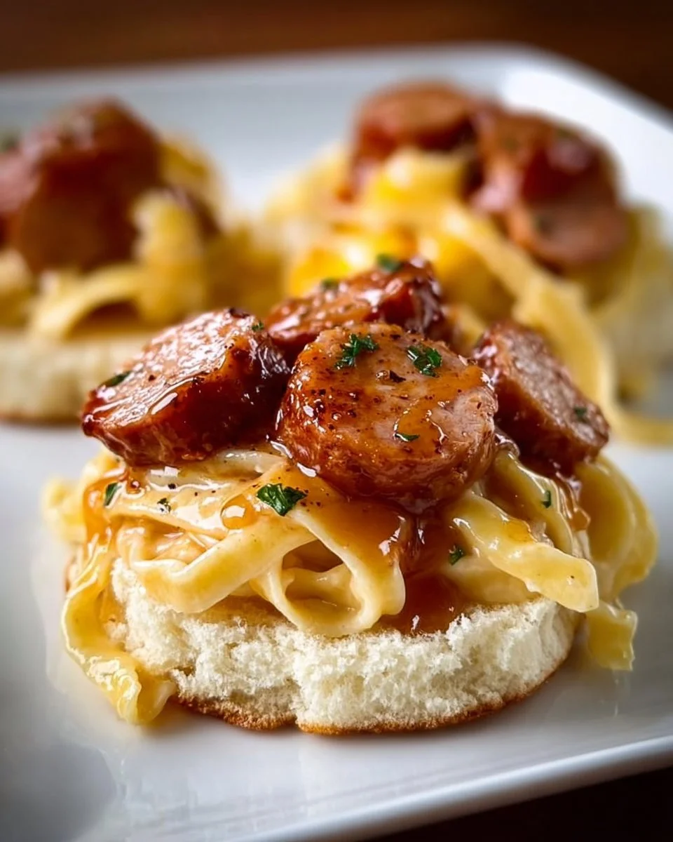 Delicious Cajun Smoked Sausage Alfredo Pasta garnished with parsley