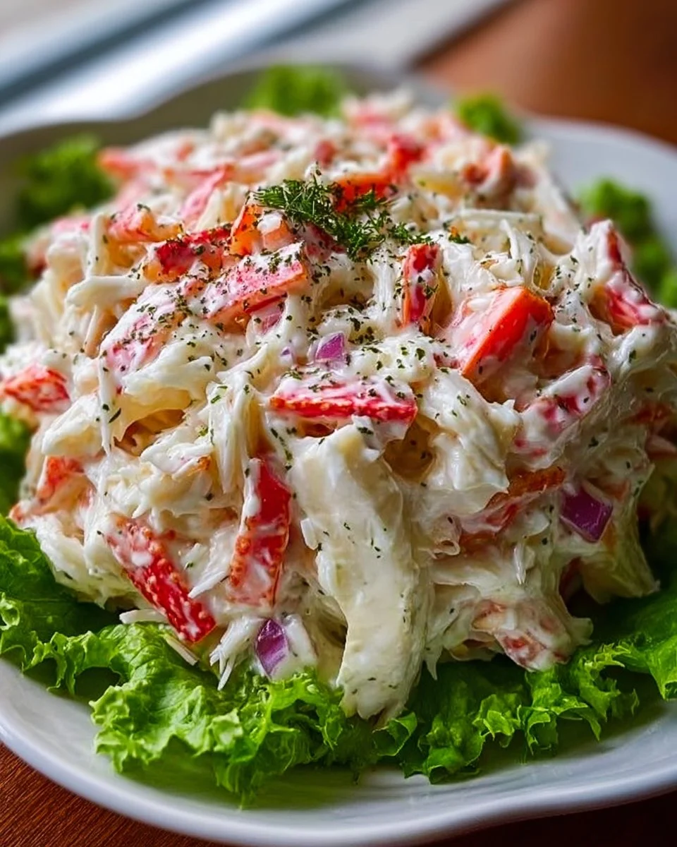 Delicious crab salad served in a bowl with fresh ingredients.