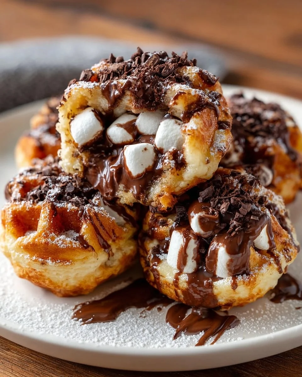 Delicious crispy waffle bombs served on a plate