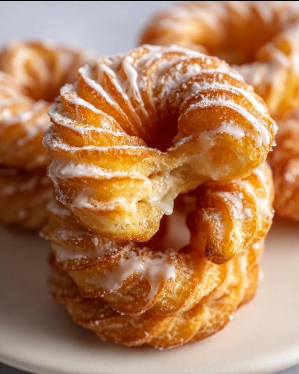 Delicious French Crullers topped with icing and sprinkles, served on a plate.