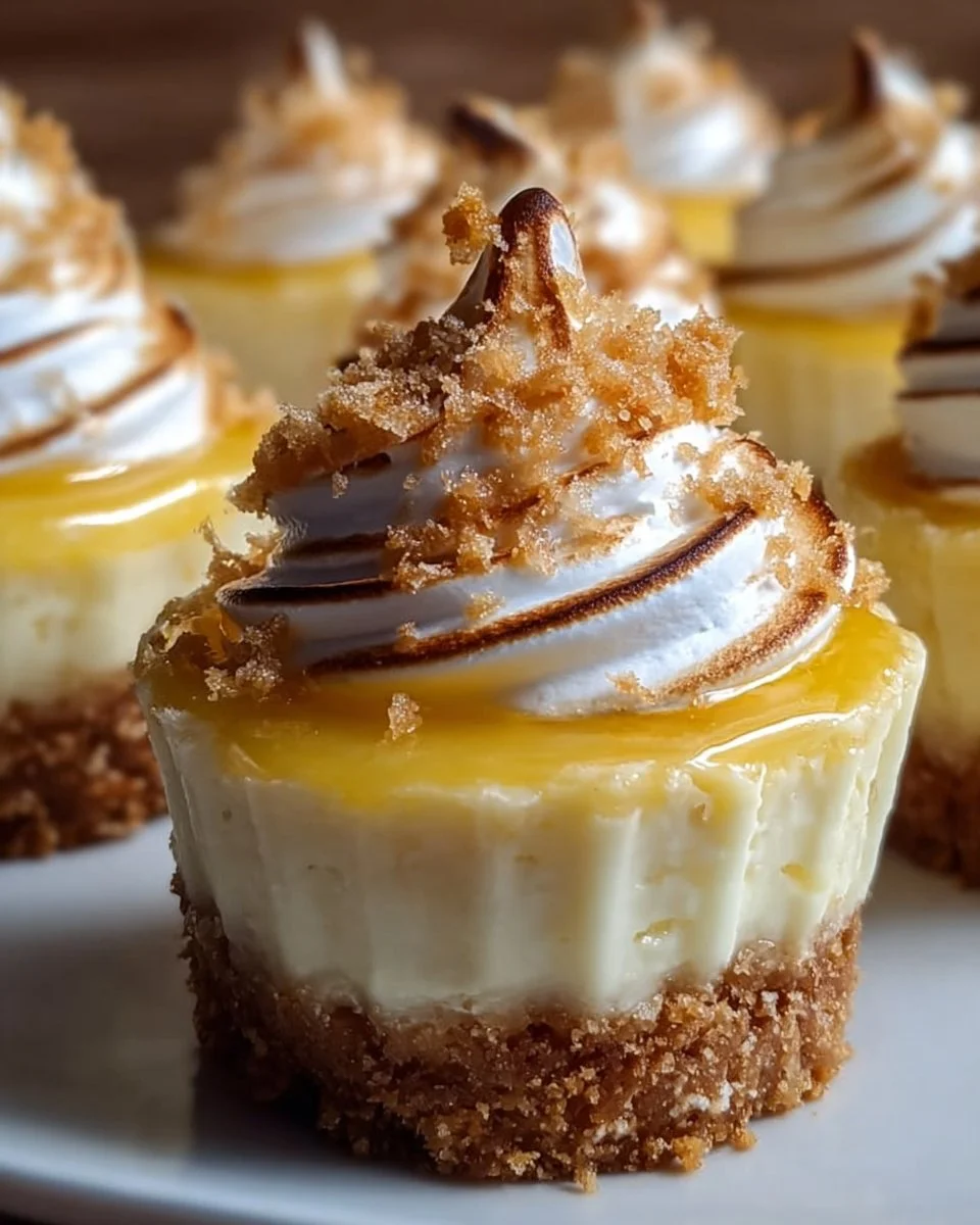 Delicious lemon meringue cheesecake topped with fluffy meringue