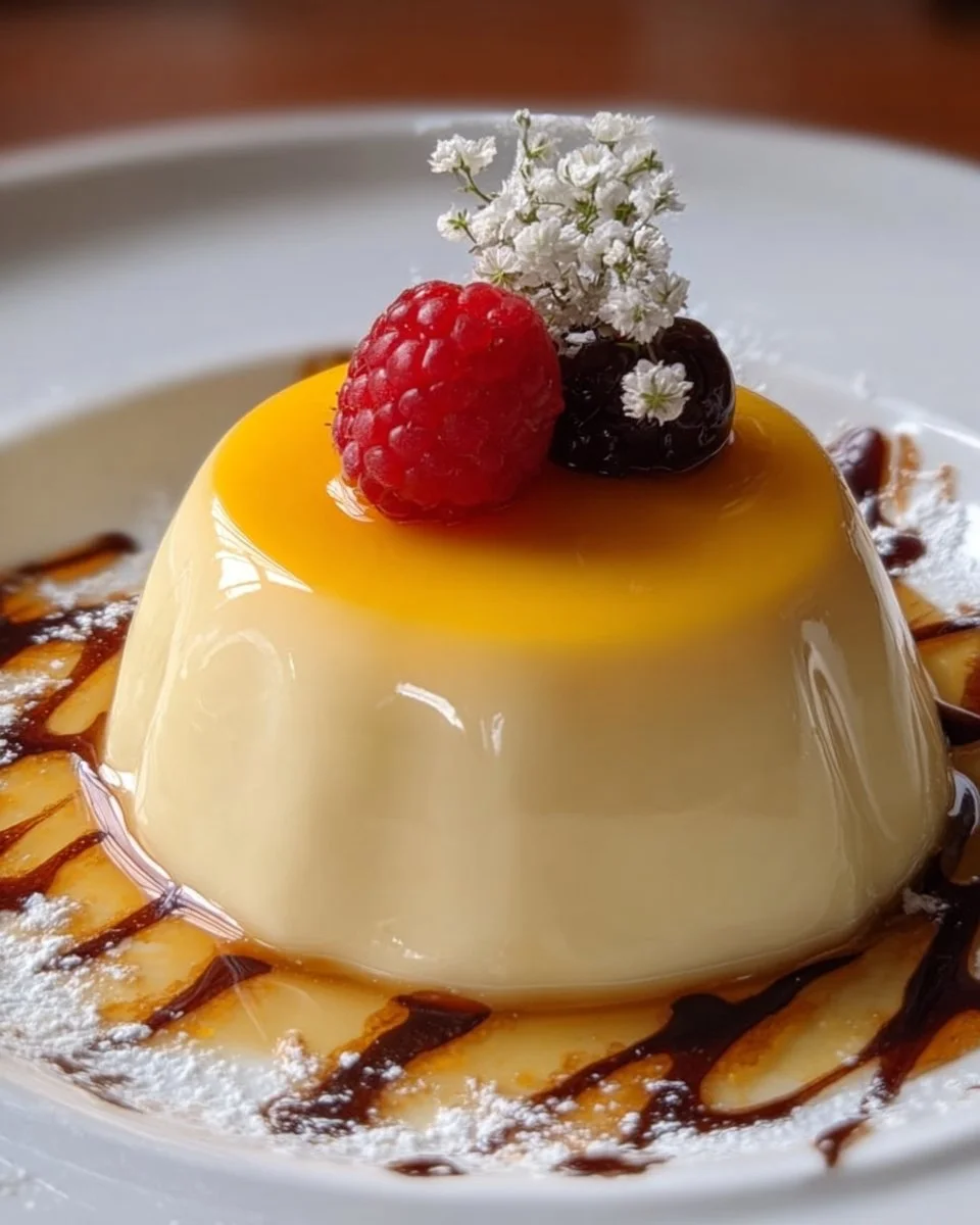 Deliciously served indulgent Bavarian Cream dessert topped with berries