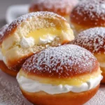 Delicious lemon cream-filled donuts on a plate