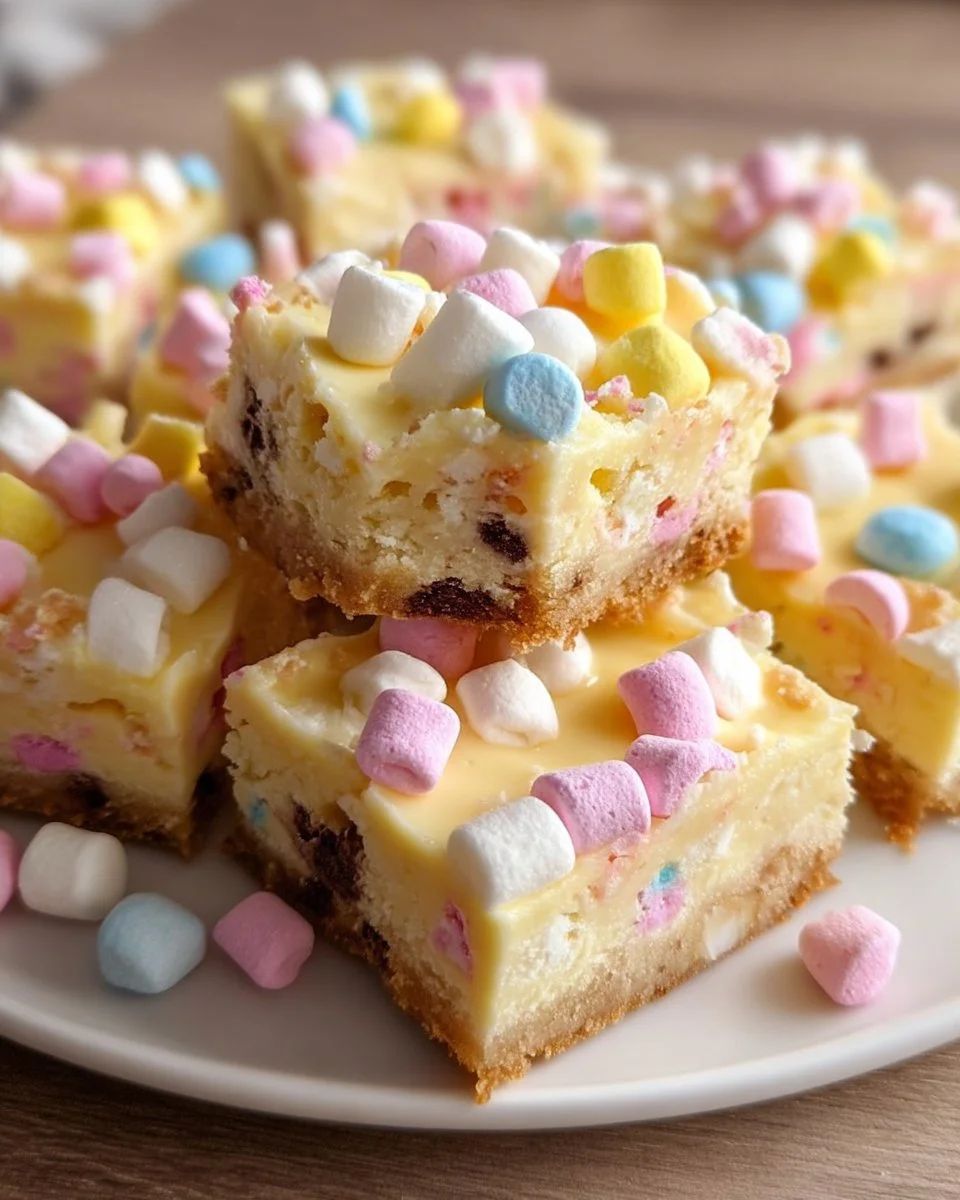 Delicious Marshmallow Easter Bars with colorful sprinkles and Easter themes