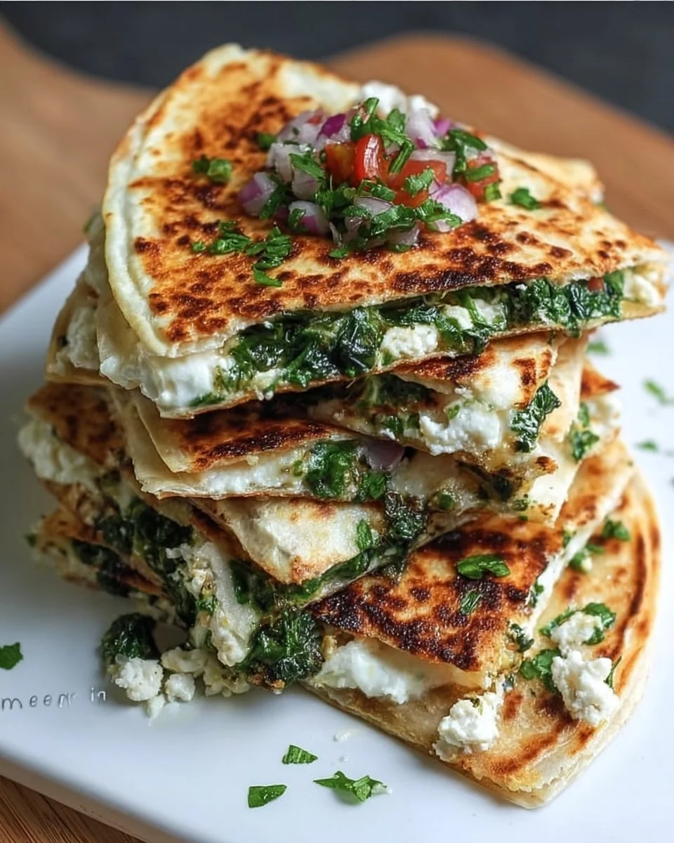 Delicious Mediterranean Quesadillas filled with fresh veggies and cheese
