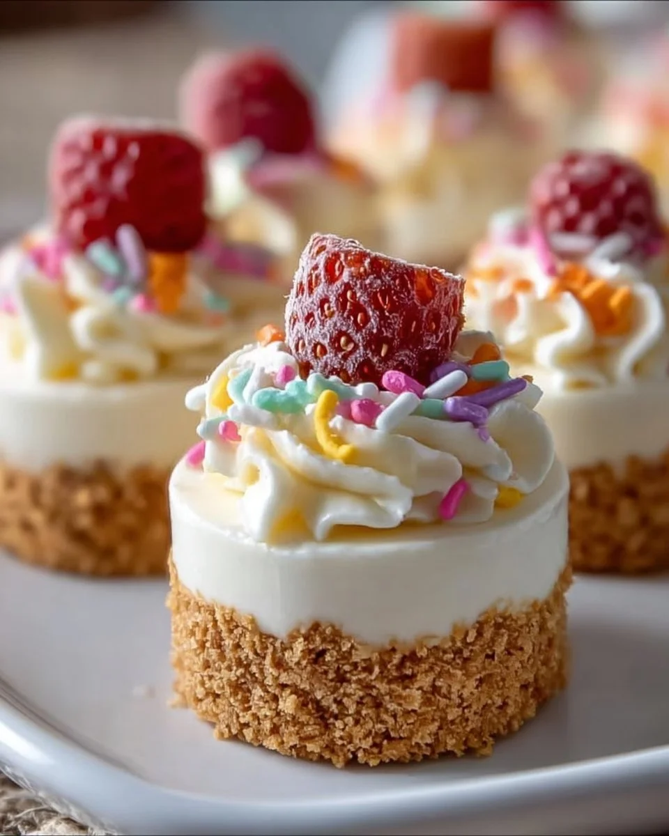 No-bake mini cheesecakes topped with fresh berries