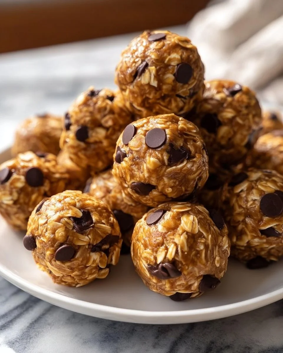 No-bake peanut butter energy bites made with oats and honey.