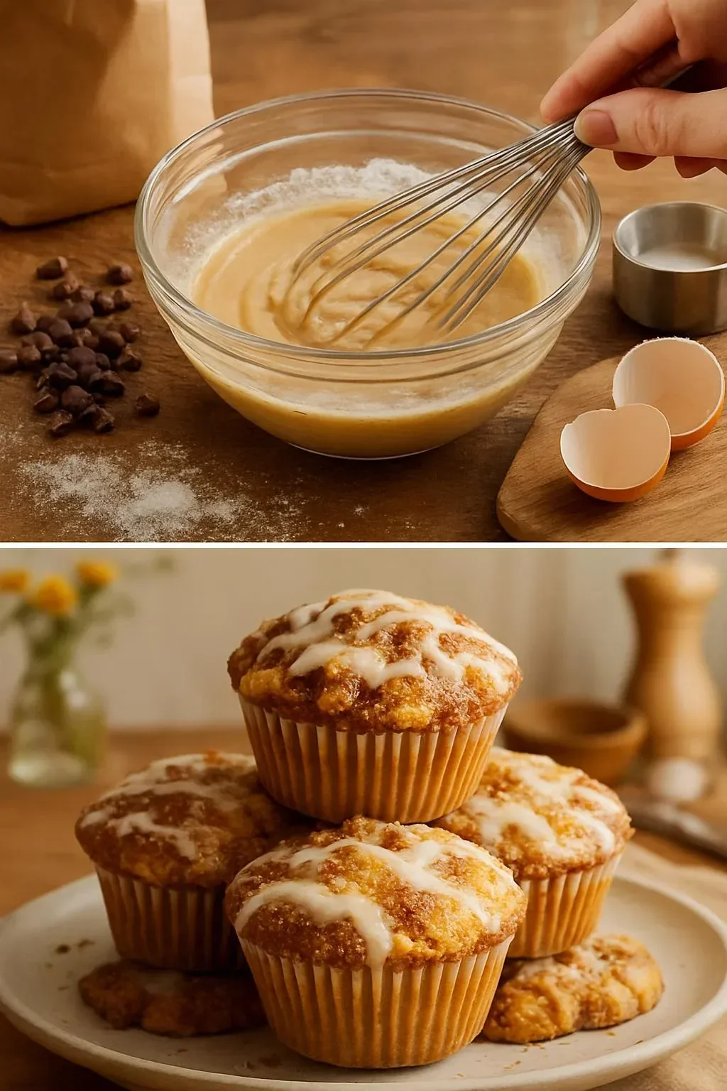 Sourdough coffee cake muffins topped with a crumbly streusel