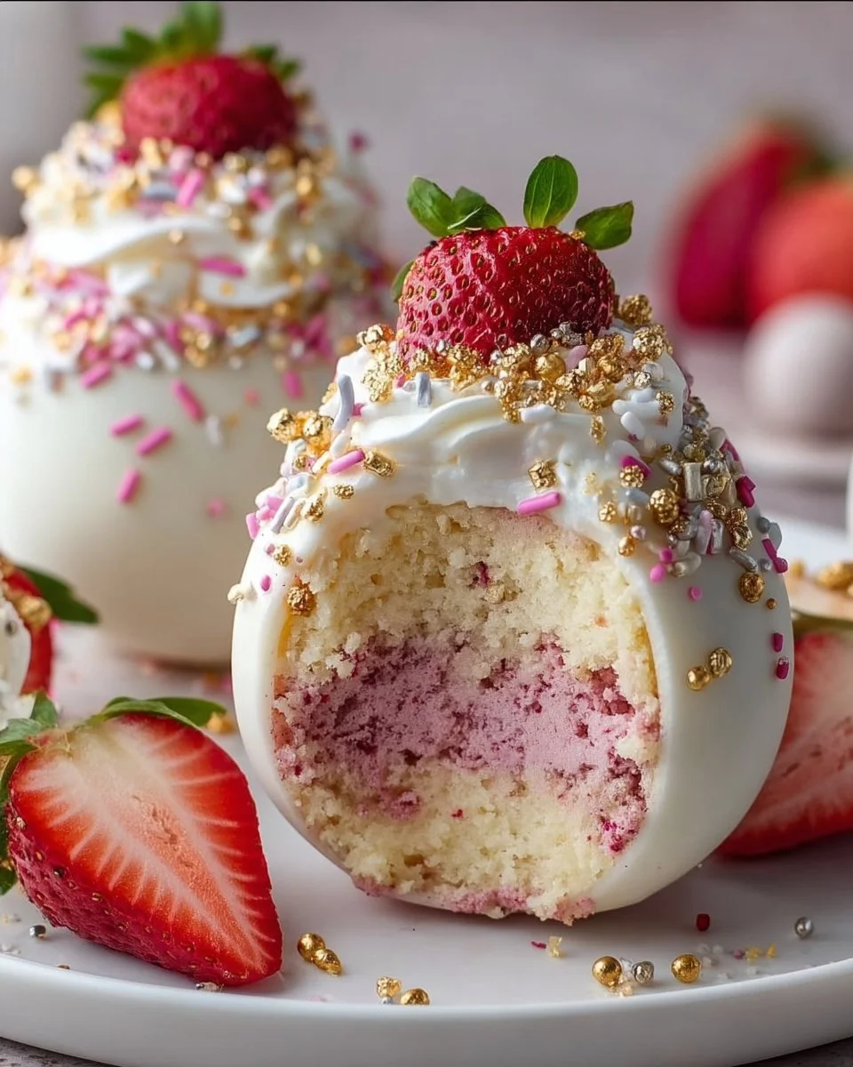 Strawberry Shortcake Easter Egg Bombs, a festive dessert for Easter celebration