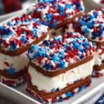 4th of July mini ice cream sandwiches on a festive table