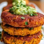 Gluten-free sweet potato and red lentil patties on a plate