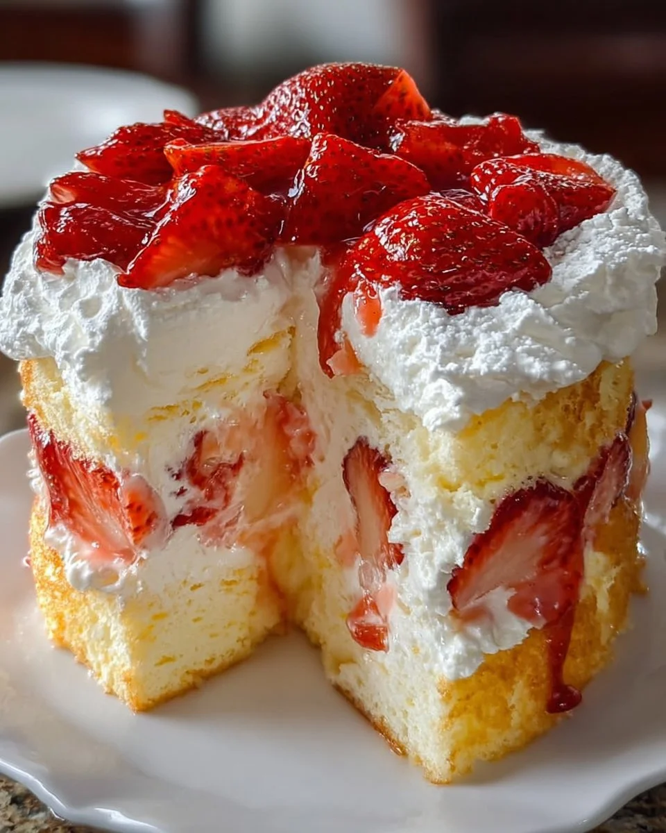 Heaven on Earth Cake with layers of cream and fruit, a delightful dessert