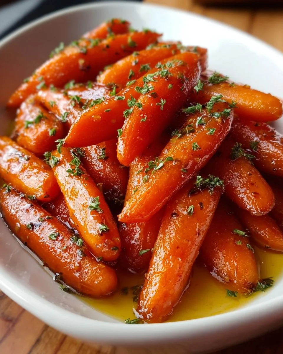 Deliciously prepared candied carrots served as a sweet side dish