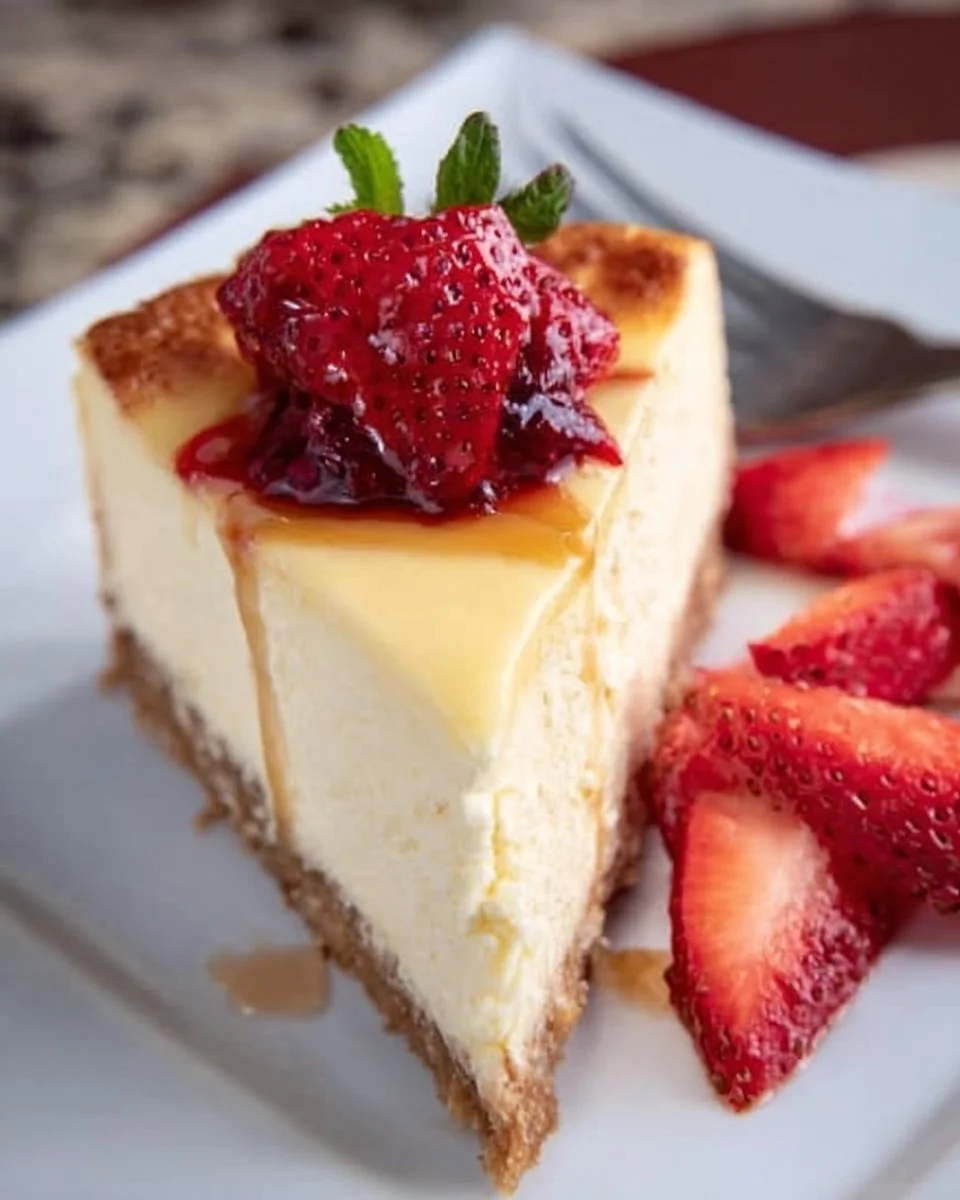 Keto Air Fryer Cheesecake topped with berries on a plate