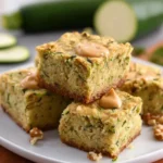 Delicious Keto Zucchini Bars on a plate with a fork