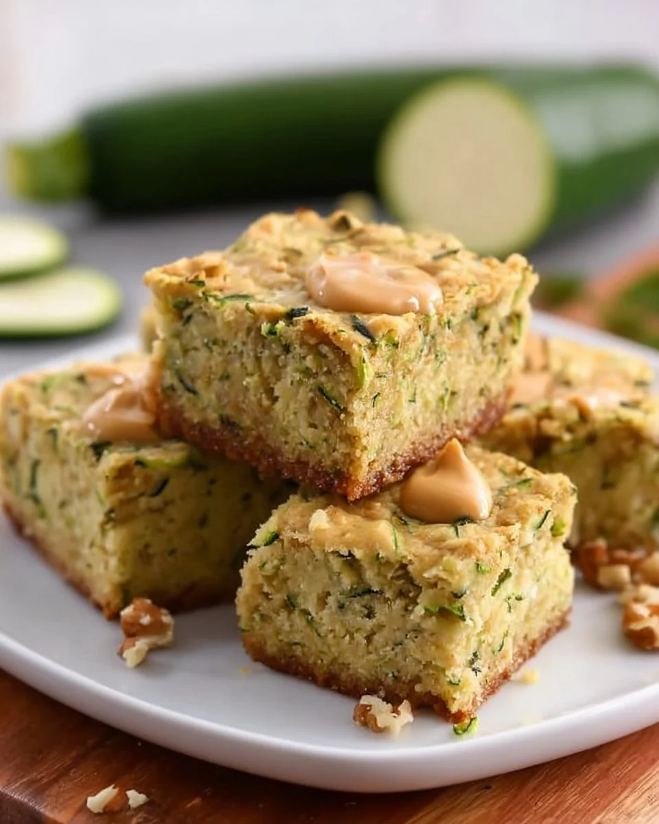 Delicious Keto Zucchini Bars on a plate with a fork
