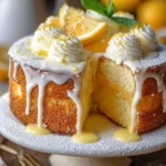 Limoncello Mascarpone Cake topped with citrus zest and creamy mascarpone frosting